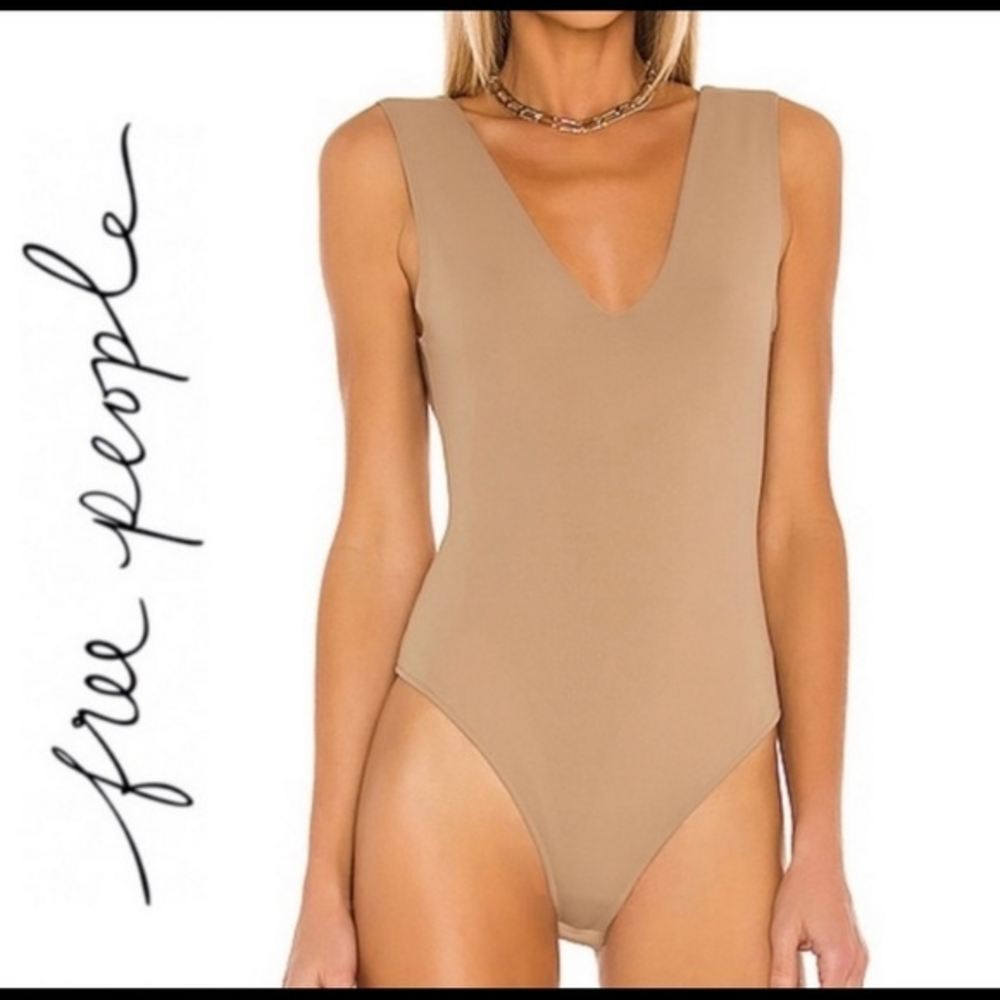 Free People Keep It Sleek‎ Bodysuit in Tan Small